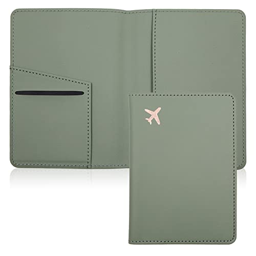 Passport Holder,Passport Holder Card Slots, Passport and Vaccine Card Holder Combo, Cute Passport cover for Women and Men, with Waterproof Rfid Blocking, Passport Travel Wallet(Moss green) - color: Moss Green, style: Minimalist