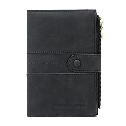 Mudono Passport and Card Holder for Women RFID Blocking Card Case Slim Travel Wallet Change Purse with Vaccine Card Slot - color: Black
