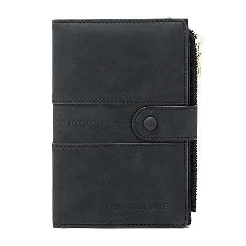 Mudono Passport and Card Holder for Women RFID Blocking Card Case Slim Travel Wallet Change Purse with Vaccine Card Slot - color: Black