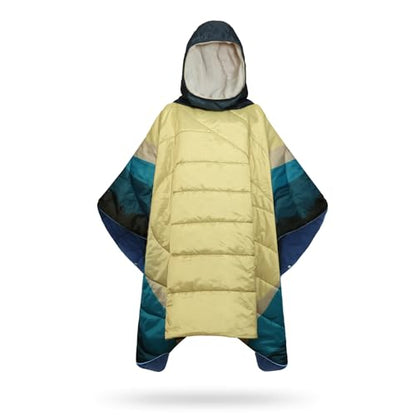 Camping Blanket, Poncho Wearable Hoodie Blankets Outdoor Waterproof Windproof Warm Durable & Portable for Stadium, Concerts, Car,Travel, Beach, Picnic, Grass,75 * 52 inch