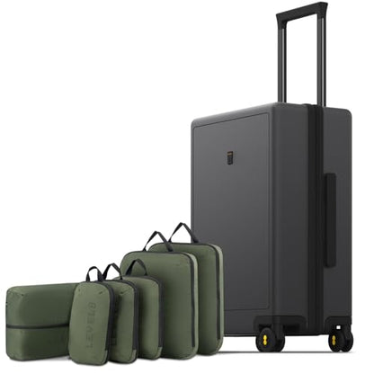 LEVEL8 Carry on Luggage Airline Approved, Small Carry on Suitcases with Wheels, Lightweight Hardside Textured Luggage for Travel, Tsa Approved, 20-Inch, Dark Grey - color: Grey, size: Carry-On 20 Inch + 6PC