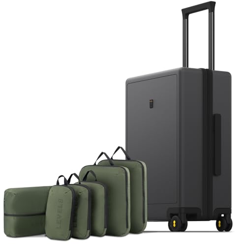LEVEL8 Carry on Luggage Airline Approved, Small Carry on Suitcases with Wheels, Lightweight Hardside Textured Luggage for Travel, Tsa Approved, 20-Inch, Dark Grey - color: Grey, size: Carry-On 20 Inch + 6PC