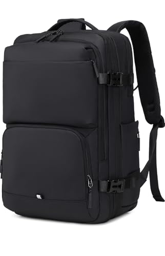 BAGOK Carry On Travel Backpack, 35L-40L Expandable Extra Large Airline Approved,Lightweight Daypack for Men and Women（Black） - color: Black, size: Large