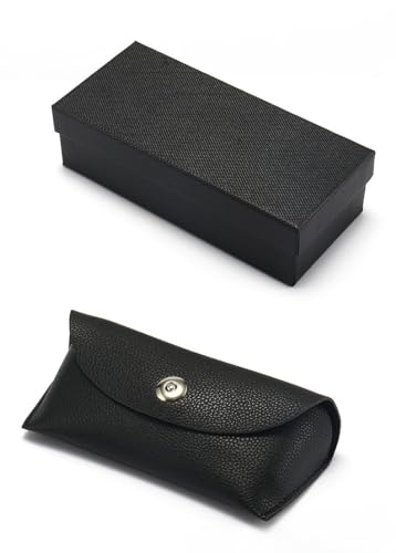 Portable Leather Glasses Case Anti-pressure Glasses Bag Coin Purse Storage Bag Suitable for Men and Women - color: Lychee Black