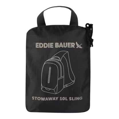Eddie Bauer Stowaway Packable Sling Bag | Foldable | Travel | Outdoor | Lightweight | Compact | Everyday Carry | Ripstop Nylon | 10L - Dark Smoke - color: Dark Smoke