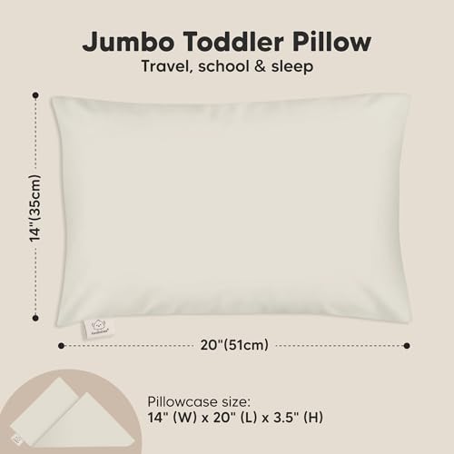 KeaBabies Organic Toddler Pillow with Pillowcase, Jumbo 14X20 - Soft Cotton Toddler Pillows for Sleeping - Machine Washable - Perfect for Travel, Toddler Bed Set (Clay) - color: Clay
