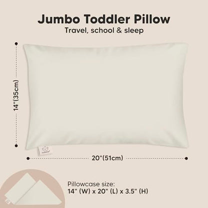 KeaBabies Organic Toddler Pillow with Pillowcase, Jumbo 14X20 - Soft Cotton Toddler Pillows for Sleeping - Machine Washable - Perfect for Travel, Toddler Bed Set (Clay) - color: Clay
