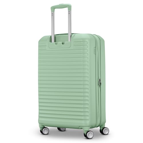 American Tourister Stratum 3.0 Medium 24-Inch Spinner, Airline Approved, Durable Hardside Luggage, Expands 1.5", RightHeight™ Adjustable Handle, Surrel Green - color: Surreal Green, size: Medium - Checked