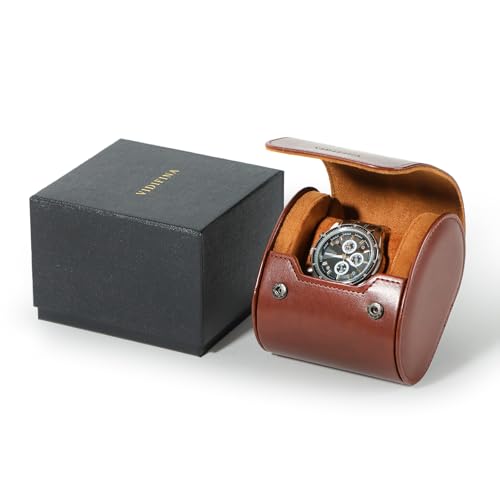 Premium Watch Travel Case, Odor-Free PU Leather Watch Roll for 1/2/3 Watches Protective Storage with Gift Box, Ideal for Men's Gifts & Business Travel, Brown, Single Watch Case - color: Brown, size: Single watch case