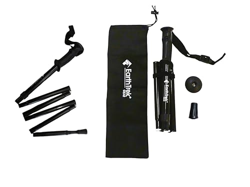 Earth Trek Gear Compact Adjustable Hiking Poles - Folding Walking Stick & Trekking Poles for Walking, Hiking, and Walking - Lightweight Aluminum, 45-50" Height