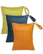 babygoal Wet Dry Bags 3 Pack for Baby Cloth Diapers, Washable Travel Bags, Beach, Pool, Gym Bag for Swimsuits & Wet Clothes with Two Zippered Pockets 3LN29 - color: Ginger yellow & yellow brown