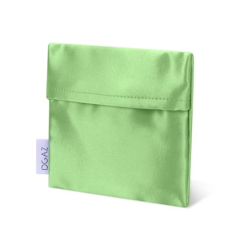 DGAZ Silk Sanitary Napkin Storage Bag, Period Bag for Teen Aged Girls, Portable Period Bag for Panty Liners/Menstrual Cup/Small Tampons，Mini Makeup Bag for Purse(Vert Criquet) - color: Vert Criquet