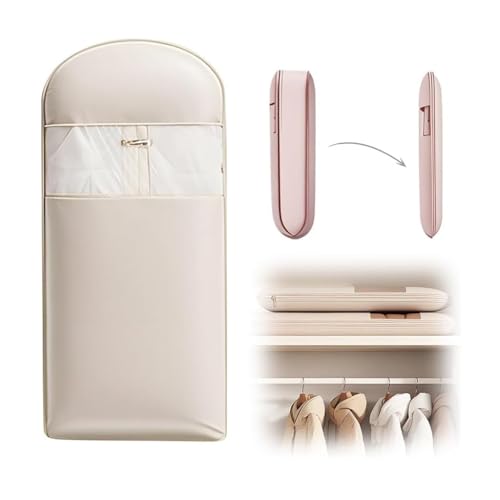 Space Saving Hanging Garment Bag with Self Compression Zipper,2025 New Space Saver Closet Organizers,Down Coat Compression Dust Cover for Closet Storage(Cream,130cm) - color: Cream, size: 130cm