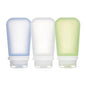 humangear GoToob+ Bottles - Silicone Leak-Proof Travel Tubes for Toiletries, Camping & TSA Carry-On (3-Pack), Large (3.4 fl oz; 100ml), Clear/Green/Blue - color: Clear/Green/Blue, size: 3.4 Ounces