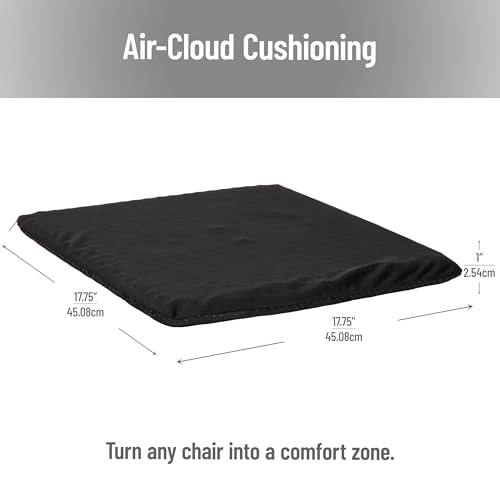 Mind Reader Seat Cushion with Gel Core, Ergonomic Pressure Relief for Tailbone, Hip, Coccyx & Sciatica Pain, Office, Car, Wheelchair, Black