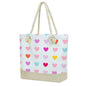 Fokongna Tote Bag For Women, Beach Bag Best Friend Travel Birthday Gifts, Travel Parties Vacation Shopping Essentials - color: Pastel Hearts Print