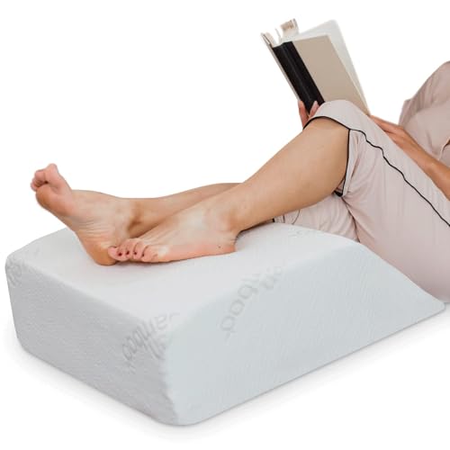 Leg Elevation Pillow for Sleeping - Supportive Bed Memory Foam Wedge Pillow for After Surgery, Circulation, Swelling, Foot & Knee Discomfort (Medium)