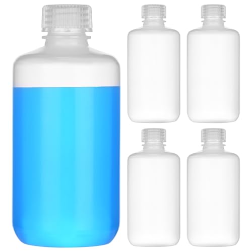 8oz/250ml Plastic Sample Bottles with caps, Wide Mouth Reagent Bottle with Lids Leak Proof Containers Water Sample Bottles for Laboratories, Travel(5Pcs) - style: 250ML-5pcs