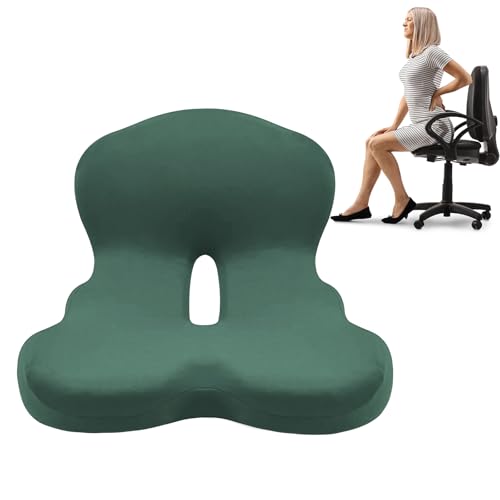 Buttocks Cushion for Office Chair Memory Foam Seat Pad for Butt Support Tailbone Relief Ergonomic Chair Cushion for Home Car Travel or Work (Army Green) - color: Army Green