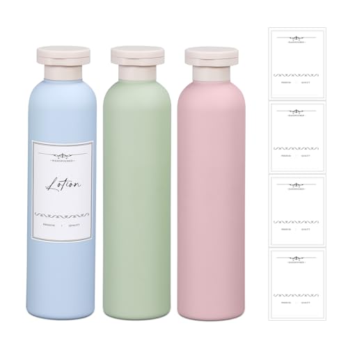 Travel Shampoo Bottle, Empty Plastic Squeeze Bottles 8.8oz with Flip Cap, Lotion Container for Toiletries Travel Size Shampoo and Conditioner - color: Blue+Green+Pink, size: 8.8 oz