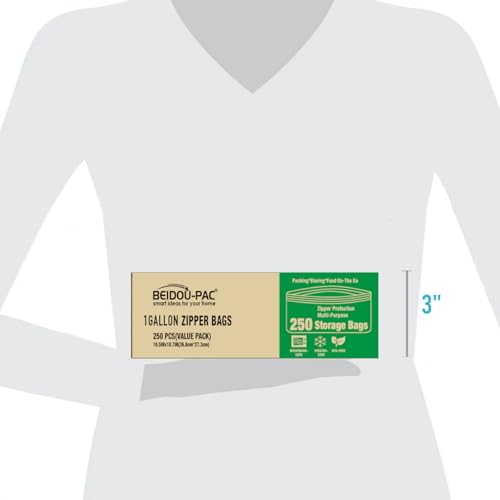 BEIDOU-PAC Gallon Food Storage Freezer Bags, 250 Count | Double Zipper | 10.5" * 10.7", Freshness Easy Open Reclosable Clear Plastic Bags - style: Zip | gal 250 count