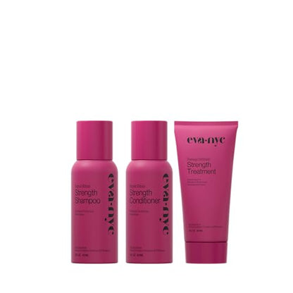 Eva NYC Repair Ritual Hair Care Travel Set - Shampoo, Conditioner & Leave In Treatment - Strengthen + Restore Dry, Damaged Hair with Bond Technology, Red Algae, Bamboo - Travel-Size Trio - style: Repair Ritual Strength Travel Size Set