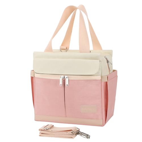 Joymee Lunch Box for Women Insulated Lunch Bag with Shoulder Strap Reusable Leakproof Large Spacious Lunch Cooler Tote for Women Adult with Bottle Holder and Side Pockets for Work Picnic - Pink - color: A Pink
