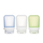humangear GoToob+ Bottles - Silicone Leak-Proof Travel Tubes for Toiletries, Camping & TSA Carry-On (3-Pack), Small (1.7 fl oz; 53ml), Clear/Green/Blue - color: Clear/Green/Blue, size: 1.7 Ounces
