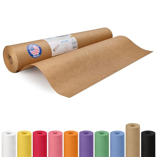 IDL Packaging Brown Paper Roll 24" x 1800" (150 feet) - USA-Made Thick Brown Wrapping Paper 50lb Thickness for Packing, Moving, Shipping & Crafts/Arts - 100% Recycled Natural Craft Wrap Material - color: Brown, size: 24"x150' (#50 thick)