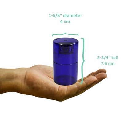 Vitavac - 5g to 20 Grams Airtight Multi-Use Vacuum Seal Portable Storage Container for Dry Goods, Food, and Herbs - Blue Tint - color: Cobalt
