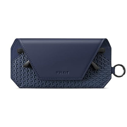 VULKIT Portable Leather Eye Glasses Case for Women & Men, Slim Sunglass Case, Unisex Eyeglass Case - color: Ink Navy