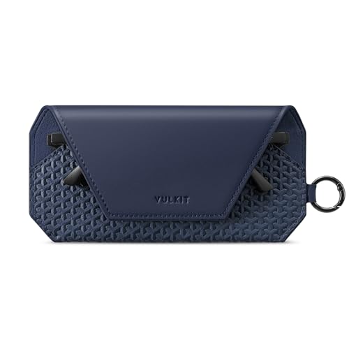 VULKIT Portable Leather Eye Glasses Case for Women & Men, Slim Sunglass Case, Unisex Eyeglass Case - color: Ink Navy