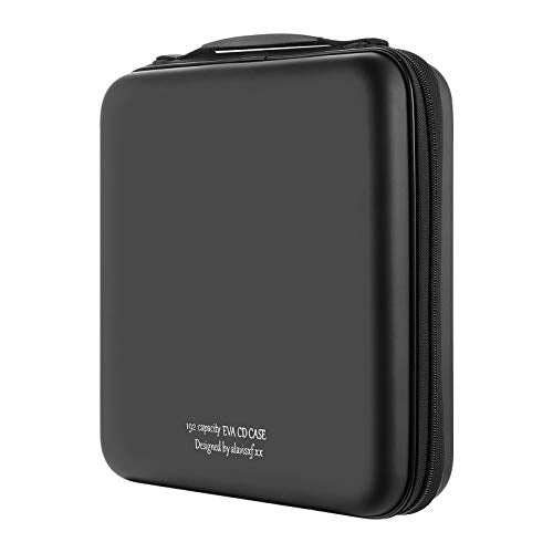 alavisxf xx CD Case, 192 Capacity Protective Zipper Disc Wallet for Car | EVA Shock-resistant, Double Zipper Closure, Portable Handle, DVD Storage Organizer, Anti-Slip Sleeves, for Home Office Travel - color: Black192, size: 192 Capacity