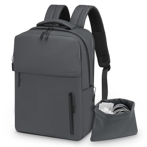 Lightweight Commute Backpack for Men & Women, Water-Resistant Travel Daypack with 15.6-Inch Laptop Compartment & Anti-Theft Pockets, Charcoal Gray - color: Charcoal Gray