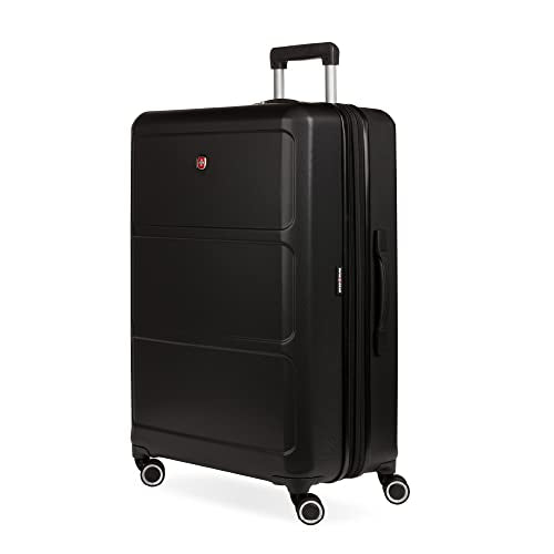 SwissGear 8090 Hardside Expandable Luggage with Spinner Wheels, Black, Checked-Large 28-Inch - color: Black, size: Checked-Large 28-Inch
