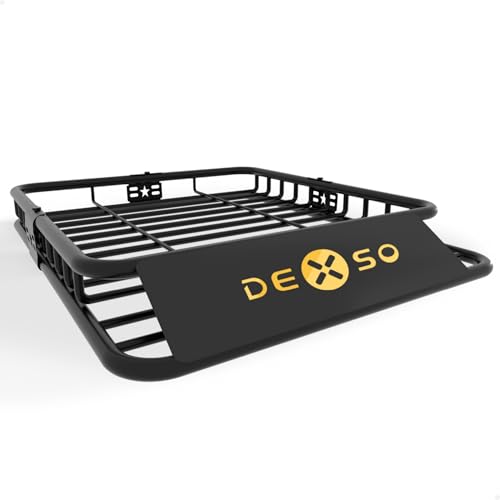 DEXSO 46" x 36" Universal Roof Rack Basket, 200 Lbs Capacity Rooftop Cargo Carrier Basket, Heavy Duty Luggage Holder Rack for SUVs, Trucks, Vehicles - size: 46" x 36"