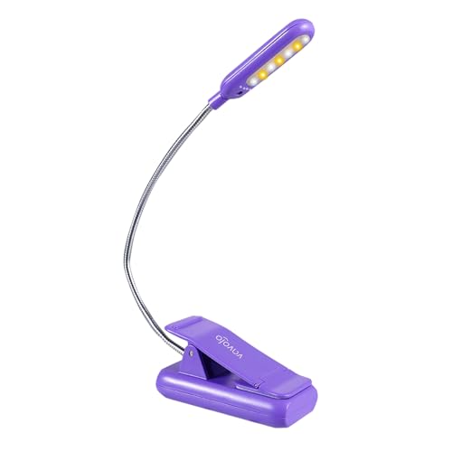 VAVOFO Rechargeable Book Light for Reading in Bed Kids, 7 LED Reading Light with 9-Level Warm Cool White Daylight, Eye Care Lamp with Power Indicator for Bookworms (Dark Purple) - color: Dark Purple