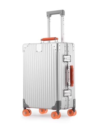 Aluminum Luggage 24inch – 2026 Upgrade Zipperless Suitcase with TSA Lock, 360° Silent Spinner Wheels – Premium Aluminum-Magnesium Alloy Suitcase for Modern Travelers - color: Orange, size: 24 Inch Checked Luggage