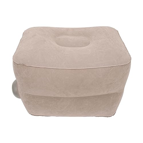 Foot Rest Pillow Inflatable Two Layer Single Air Valve PVC Flocking Portable Reducing Fatigue Airplane Foot Pillow for Office Home Travel (Grey) - color: Grey