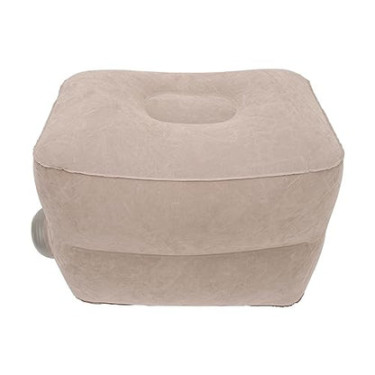 Foot Rest Pillow Inflatable Two Layer Single Air Valve PVC Flocking Portable Reducing Fatigue Airplane Foot Pillow for Office Home Travel (Grey) - color: Grey