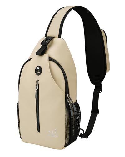 WATERFLY Crossbody Sling Backpack Sling Bag Travel Hiking Chest Bag Daypack - color: Z-beige