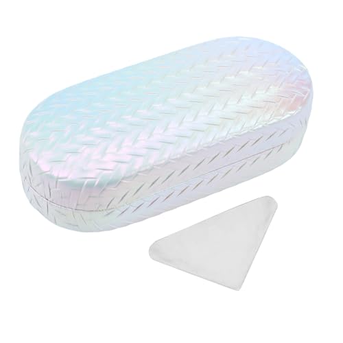 PERFECTSIGHT Sunglasses Case, Large Hard Shell Glasses Case, Cute PU Leather Protective Eyeglasses Case for Women Men - color: Gradient White