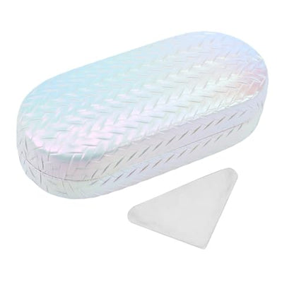 PERFECTSIGHT Sunglasses Case, Large Hard Shell Glasses Case, Cute PU Leather Protective Eyeglasses Case for Women Men - color: Gradient White