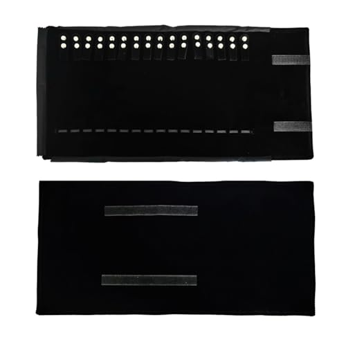 Velet Travel Jewelry Case Roll Bag Organizer for Necklace Bracelet Black Gray Velvet (Black with elastic) - color: Black with elastic