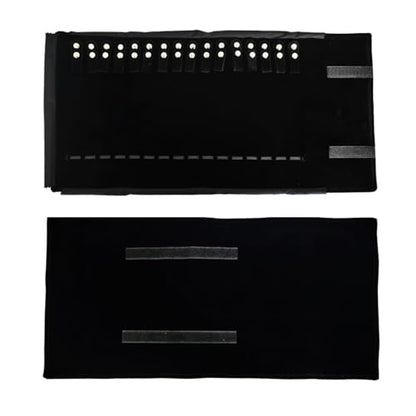 Velet Travel Jewelry Case Roll Bag Organizer for Necklace Bracelet Black Gray Velvet (Black with elastic) - color: Black with elastic