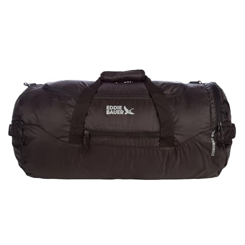 Eddie Bauer Stowaway Packable Duffel Bag | Travel | Foldable | Lightweight | Durable | Ripstop Polyester - color: Onyx