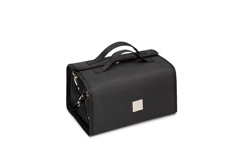 ROYALFAIR Roll Up Makeup Bag, Travel Toiletry Bag for Women with 4 Clear TSA Approved Pouches, Hanging Travel Organizer, Folding Cosmetic Bag for Men and Women - color: Black