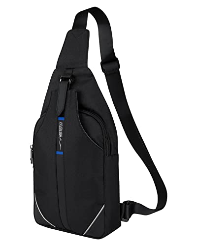 WATERFLY Medium Crossbody Sling Backpack Anti Theft Backpack for Traveling Chest Shoulder Bag - color: Black(medium)