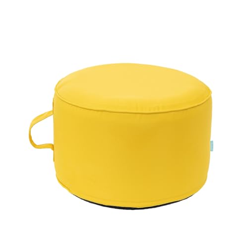QILLOWAY Inflatable Outdoor Ottoman for Patio, Waterproof Round Pouf, Inflatable Foot Rest, Outdoor Footstool for Poolside, Garden，Camping,Yellow - color: Yellow