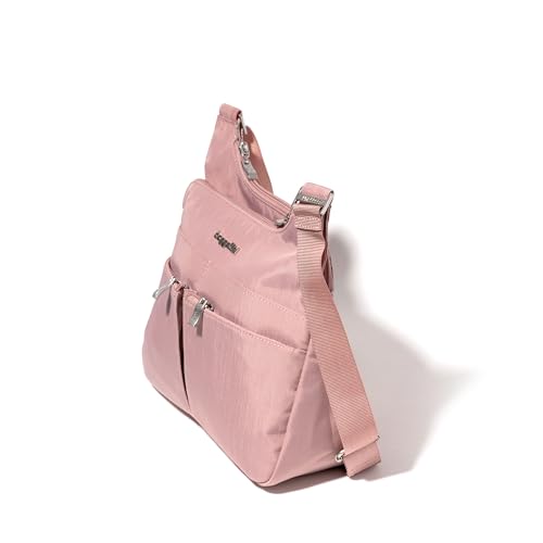 Baggallini Crossbody Travel Bag 11x8.5 Lightweight Water-resistant Nylon Handbag - color: Woodrose